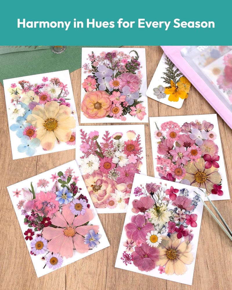 Resiners Dried Flowers for Resin, Dried Flowers for Candle Making Red Real Natural Pressed Flowers Dry Leaves Kit for DIY Crafts Resin Soap Scrapbook Supplies Card Making Jewelry (Baby Pink 150PCS) - Image 5